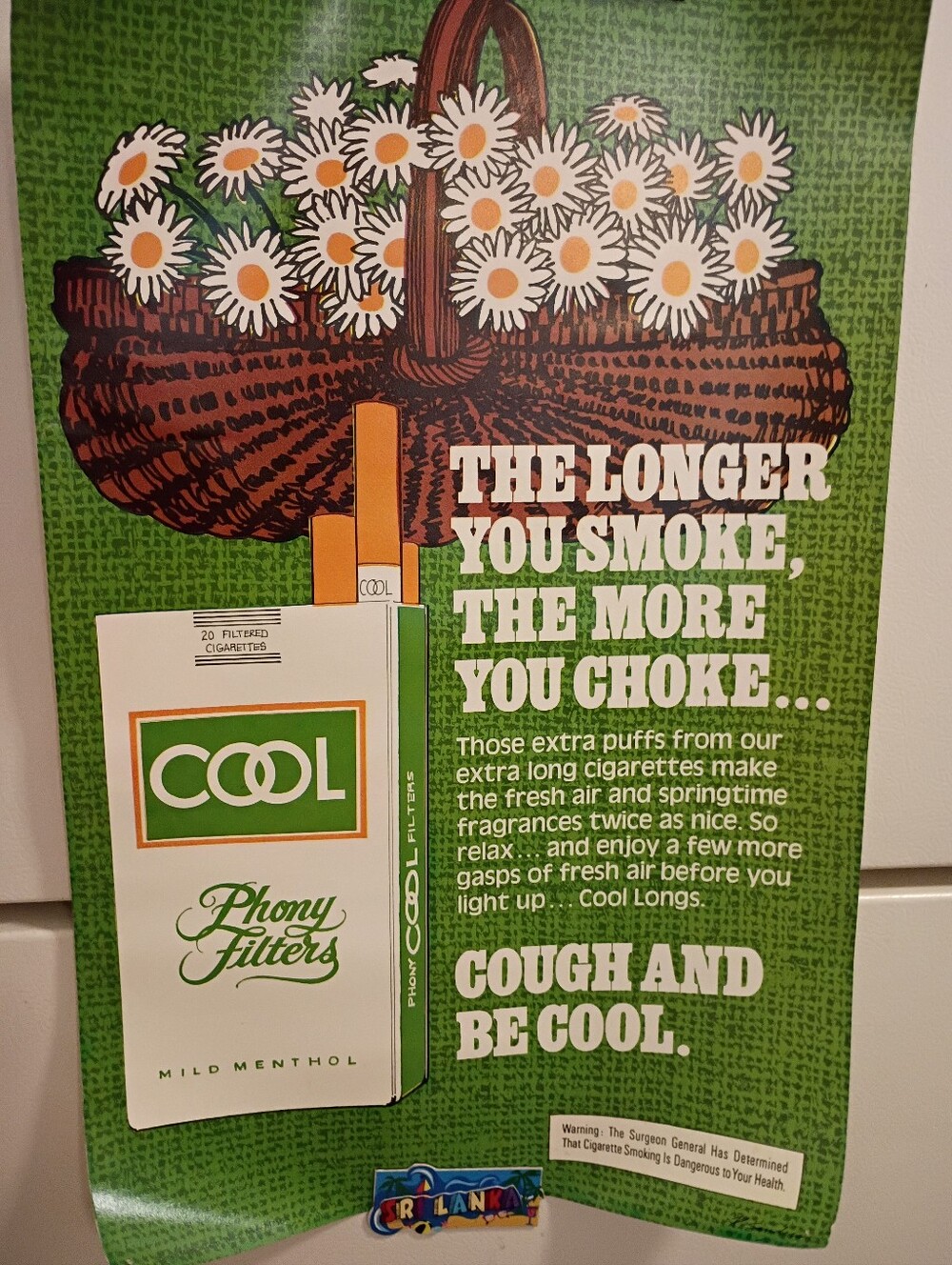 Vintage Spenco Medical Corporation Anti-Smoking Poster "Cool"
